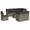 vidaXL 9-tlg. Garten-Sofagarnitur mit Kissen Grau Poly Rattan