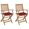 vidaXL Klappbare Gartenst&uuml;hle 2 Stk. mit Kissen Massivholz Akazie