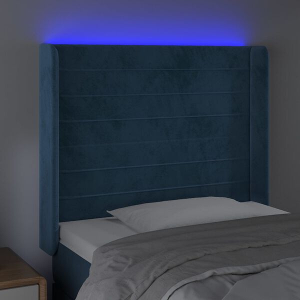 vidaXL LED Kopfteil Dunkelblau 93x16x118/128 cm Samt