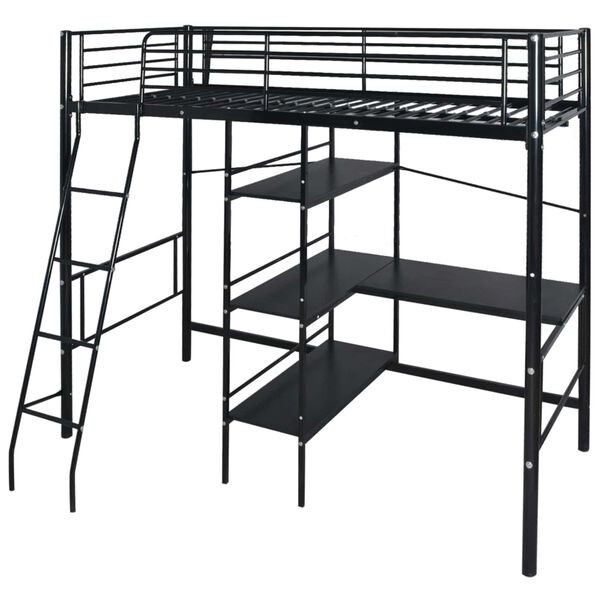 vidaXL Bett mit Matratze Schwarz 200 x 90 cm Metall