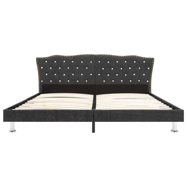 vidaXL Bett mit Matratze Dunkelgrau Stoff 180 x 200 cm