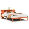 vidaXL Massivholzbett mit Regal ohne Matratze Wachsbraun 140x200 cm
