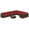 vidaXL 10-tlg. Garten-Lounge-Set mit Kissen Poly Rattan Braun
