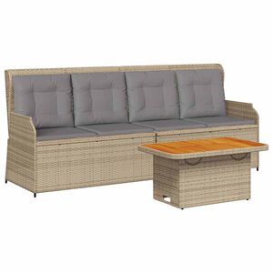 vidaXL 3-tlg. Garten-Lounge-Set mit Kissen Beige Poly Rattan
