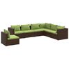 vidaXL 7-tlg. Garten-Lounge-Set mit Kissen Poly Rattan Braun
