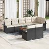 vidaXL Gartensofa-set mit Speicher 9 pcs Schwarz und Creme Poly-Rattan