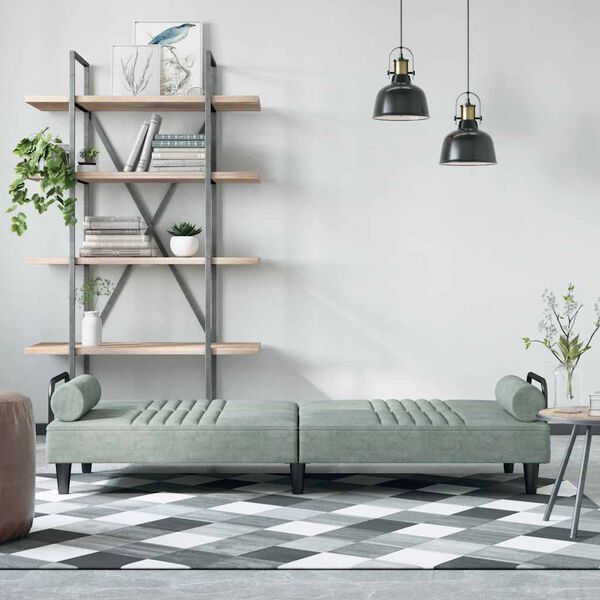 vidaXL Schlafsofa mit Armlehnen Hellgrau Samt