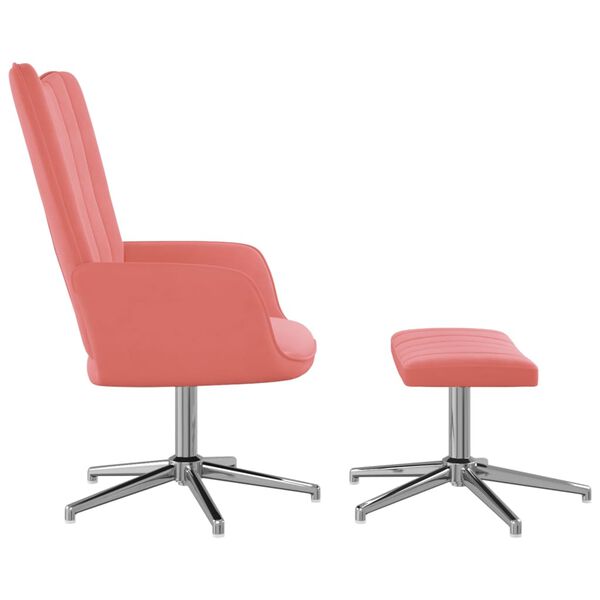 vidaXL Relaxsessel mit Hocker Rosa Samt