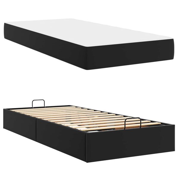 vidaXL Bettgestell mit Matratze mit Matratze 2 pcs Schwarz PVC