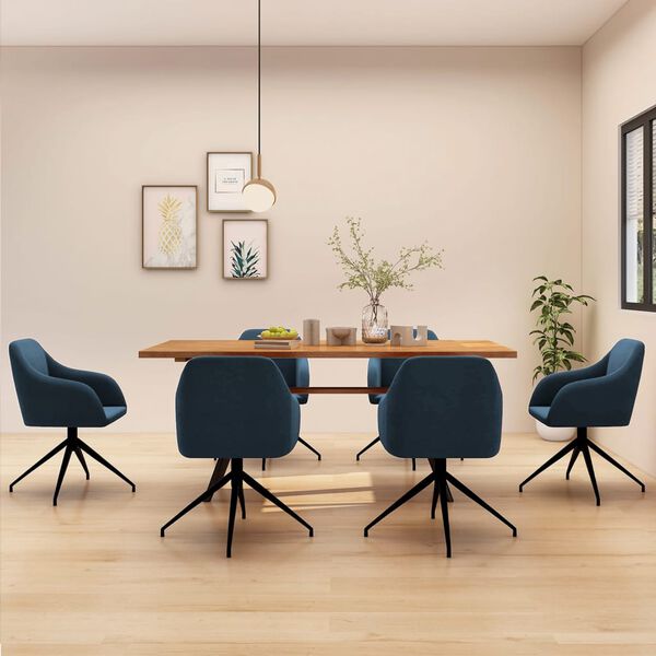 vidaXL Esszimmerst&uuml;hle 6 Stk. Blau Samt