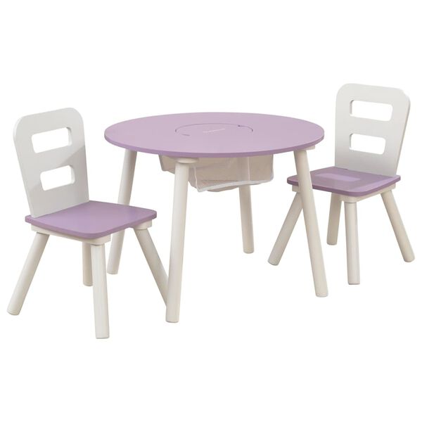 KidKraft Kindertisch-Set mit Stauraum und St&uuml;hlen Rund Lavendel & Wei&szlig;