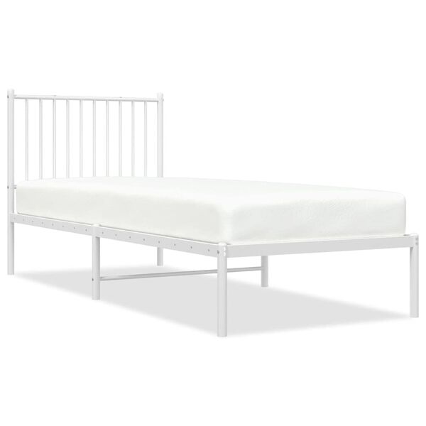 vidaXL Bettgestell mit Kopfteil Metall Wei&szlig; 80x200 cm