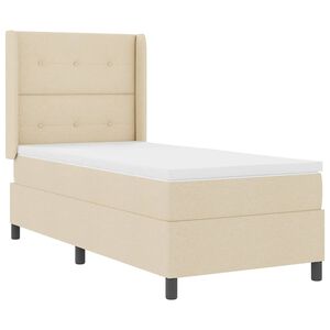 vidaXL LED Boxspringbett mit Matratze Creme 90 x 200 cm Stoff