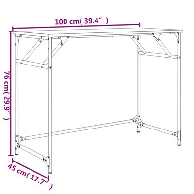 vidaXL Schreibtisch Räuchereiche 100x45x76 cm Holzwerkstoff und Stahl