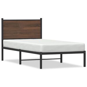vidaXL Metallbett ohne Matratze Braun Eichen-Optik 80x200 cm