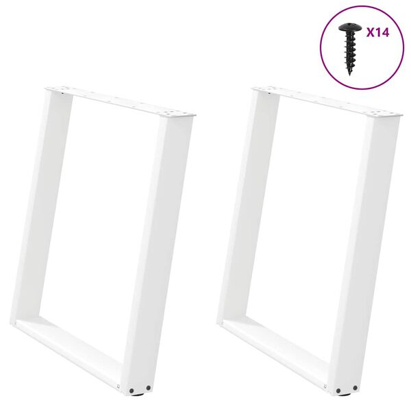 vidaXL Esstischbeine U-Form 2 Stk. Wei&szlig; 80x(72-73) cm Stahl