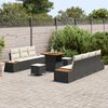 vidaXL Garten-Sofa-Set mit Kissen 10 pcs Schwarz Poly Rattan