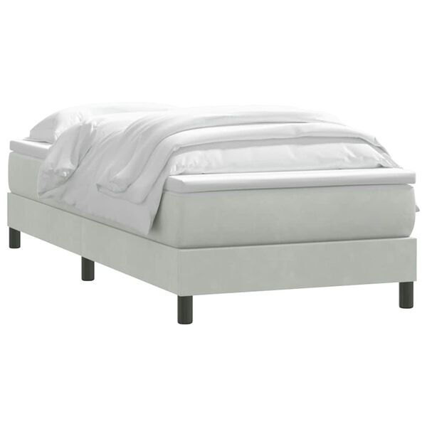 vidaXL Boxspringbett mit Matratze Hellgrau 90x210 cm Samt