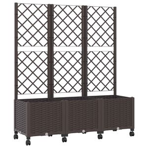vidaXL Pflanzk&uuml;bel mit Spalier und R&auml;dern Braun 120 x 40 x 146 cm PP