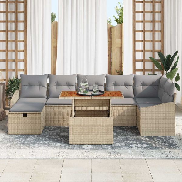 vidaXL Garten-Sofa-Set 8 pcs Beige Poly-Rattan