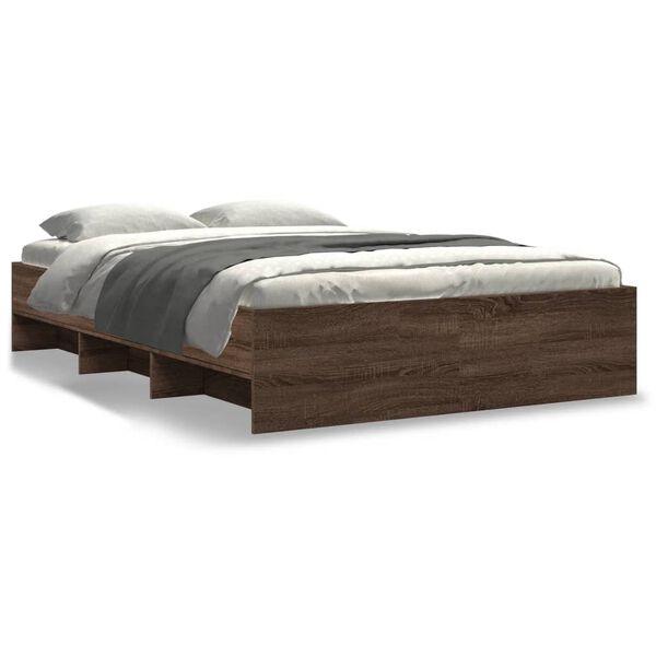 vidaXL Bettgestell Braun Eichen-Optik 135x190 cm Holzwerkstoff