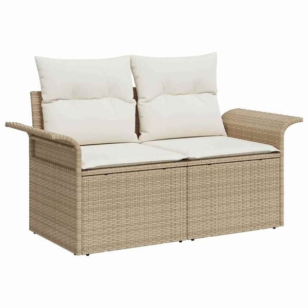 vidaXL Garten-Sofa-Set mit Kissen mit Speicher 5 pcs Beige und Creme