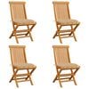 vidaXL Gartenst&uuml;hle mit Beige Kissen 4 Stk. Massivholz Teak