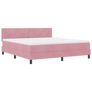 vidaXL LED Boxspringbett mit LED-Lichtleisten Rosa 180 x 200 cm Samt