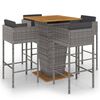 vidaXL 5-tlg. Gartenbar-Set mit Kissen Poly Rattan Grau