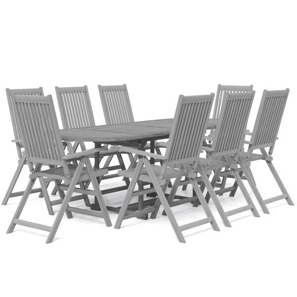 vidaXL 9-tlg. Garten-Essgruppe Massivholz Akazie