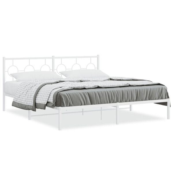 vidaXL Bettgestell mit Kopfteil Metall Wei&szlig; 183x213 cm