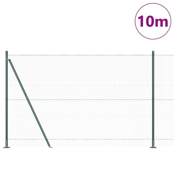 vidaXL Zaunpfosten Gr&uuml;n 10 x 1,6 m (36 mm Maschenweite) Stahl und PVC