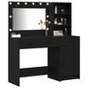 vidaXL Schminktisch mit Spiegelbeleuchtung 2 pcs Schwarz Holzwerkstoff