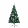 vidaXL K&uuml;nstlicher Halb-Weihnachtsbaum Beleuchtung Kugeln Gr&uuml;n 210 cm