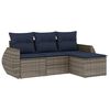 vidaXL 4-teiliges Gartensofa-Set mit Kissen, grau, Polyrattan