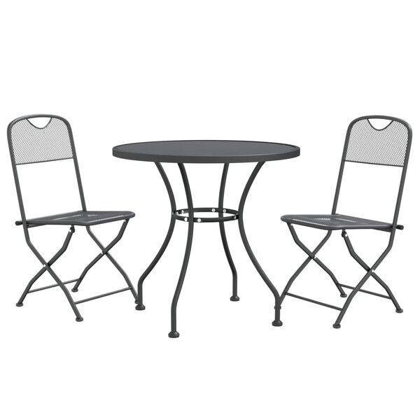 vidaXL 3-tlg. Garten-Essgruppe Streckmetall Anthrazit