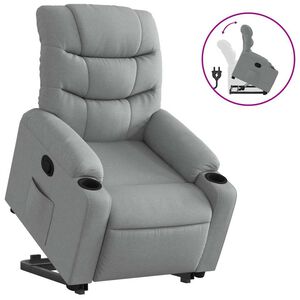 vidaXL Elektrischer Massagesessel mit Aufstehhilfe Dunkelbraun Stoff