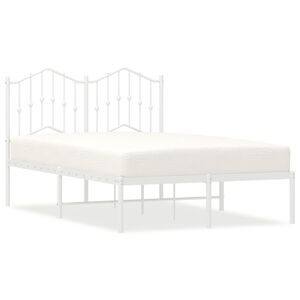 vidaXL Bettgestell mit Kopfteil Metall Wei&szlig; 120x200 cm