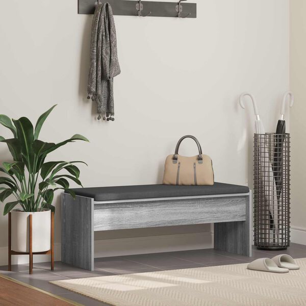 vidaXL Flurbank mit Kissen Graues Sonoma 103 x 38 x 40 cm