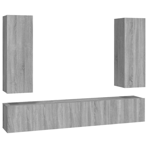 vidaXL 5-tlg. TV-Schrank-Set Grau Sonoma Holzwerkstoff