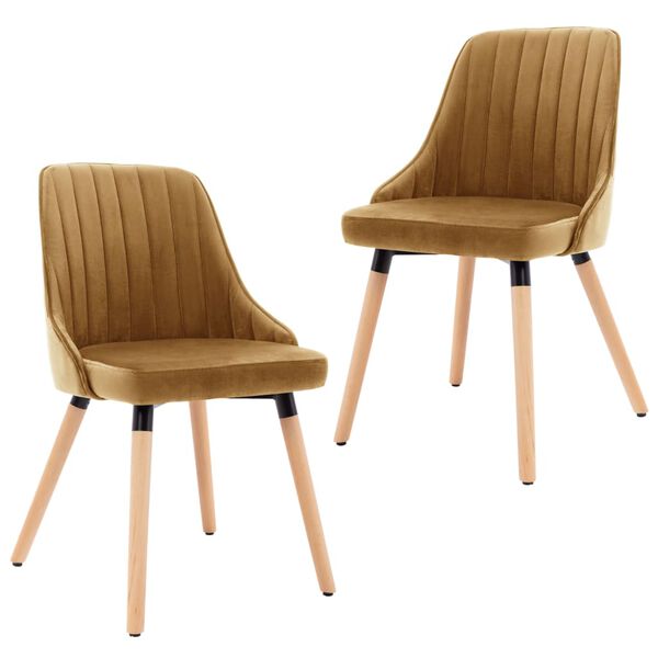 vidaXL Esszimmerst&uuml;hle 2 Stk. Braun Samt