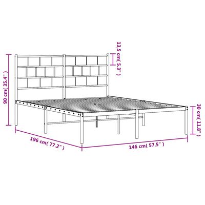 vidaXL Bettgestell mit Kopfteil Metall Weiß 140x190 cm