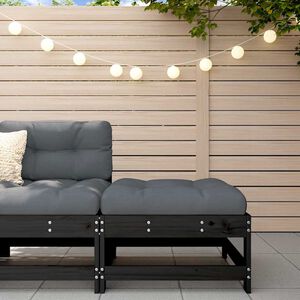 vidaXL Gartenhocker mit Kissen Schwarz Massivholz Kiefer