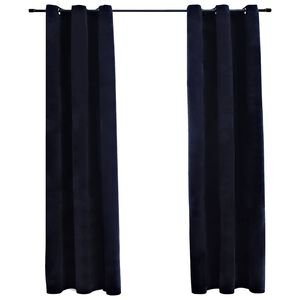 vidaXL Verdunkelungsvorh&auml;nge mit Ringen 2 Stk. Schwarz 94x213 cm Samt