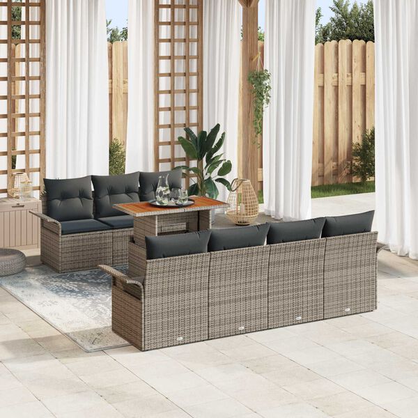vidaXL Garten-Sofa-Set mit Kissen 8 pcs Grau