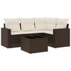vidaXL 5-tlg. Garten-Sofagarnitur mit Kissen Braun Poly Rattan