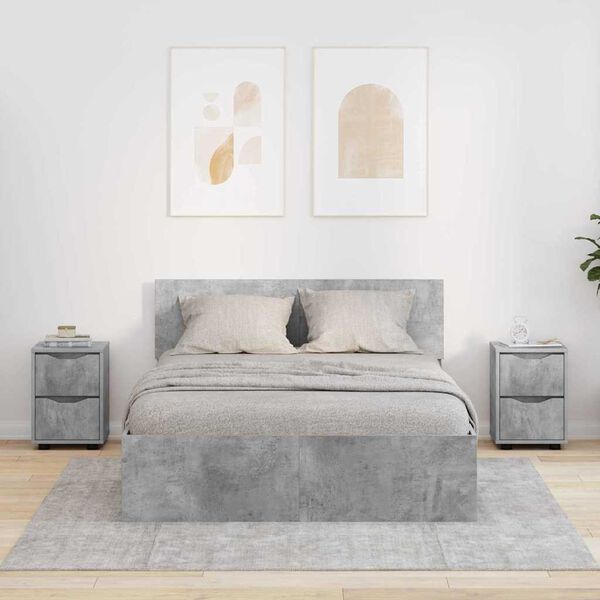 vidaXL Nachttische 2 pcs Beton Grau 30,5 x 30 x 43 cm Holzwerkstoff