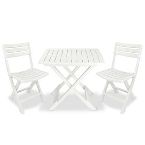 vidaXL 3-tlg. Bistro-Set Klappbar Kunststoff Wei&szlig;