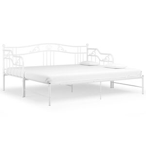 vidaXL Ausziehsofa Bettgestell Wei&szlig; Metall 90x200 cm