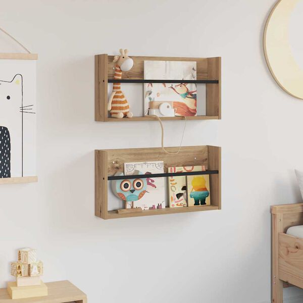 vidaXL Magazinregal 2 pcs Artisan-Eiche 60 x 12 x 30 cm Holzwerkstoff